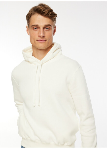 Fabrika Krem Erkek Kapüşonlu Regular Fit Düz Sweatshirt 23ast02 - 3