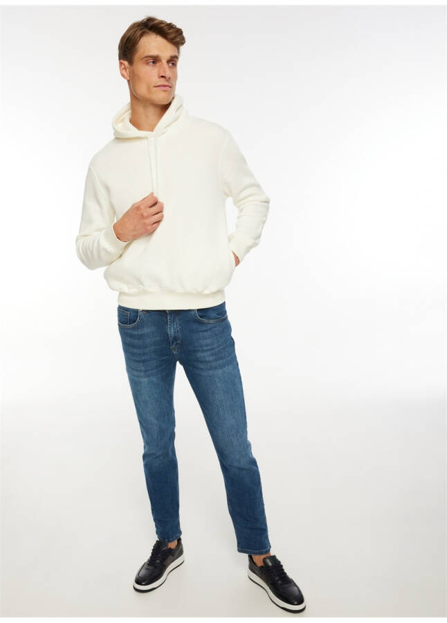 Fabrika Krem Erkek Kapüşonlu Regular Fit Düz Sweatshirt 23ast02 - 4