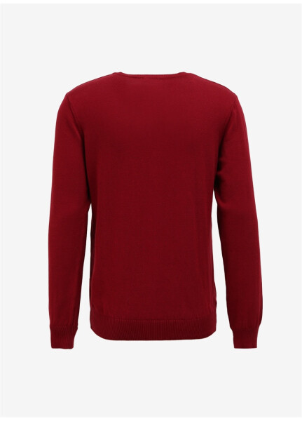 Fabrika V-Neck Plain Burgundy Men's Sweater - 14