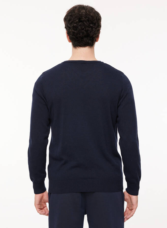 Fabrika V-Neck Regular Fit Solid Navy Blue Men's Sweater SPBF3WM-SWE5006 - 5