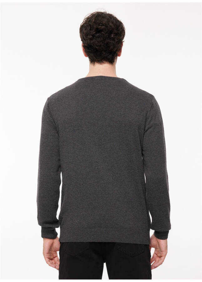 Fabrika V-Neck Regular Plain Anthracite Melange Men's Sweater - 16