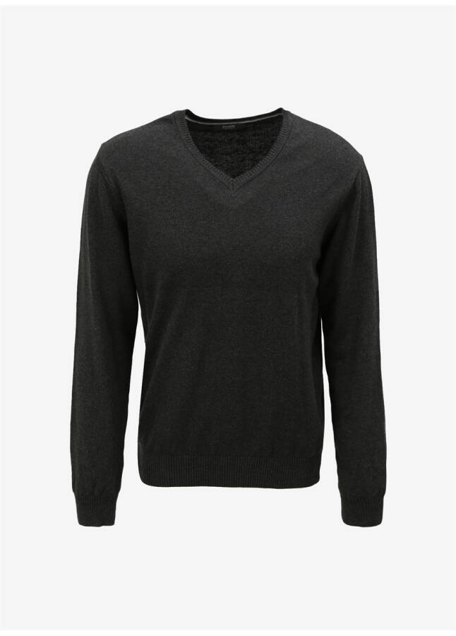 Fabrika V-Neck Regular Plain Anthracite Melange Men's Sweater - 17