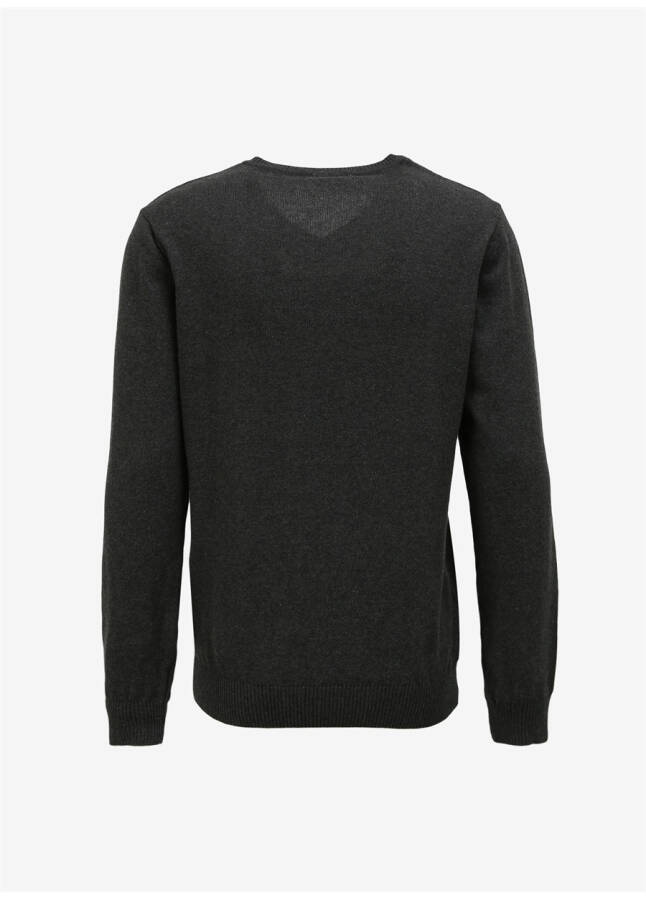 Fabrika V-Neck Regular Plain Anthracite Melange Men's Sweater - 18