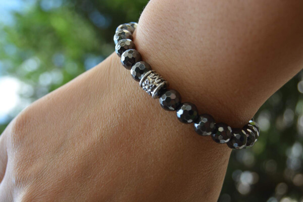 Faceted Hematite Grey Unisex Bracelet For Both Men and Women - 1