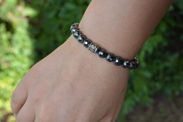 Faceted Hematite Grey Unisex Bracelet For Both Men and Women - 2