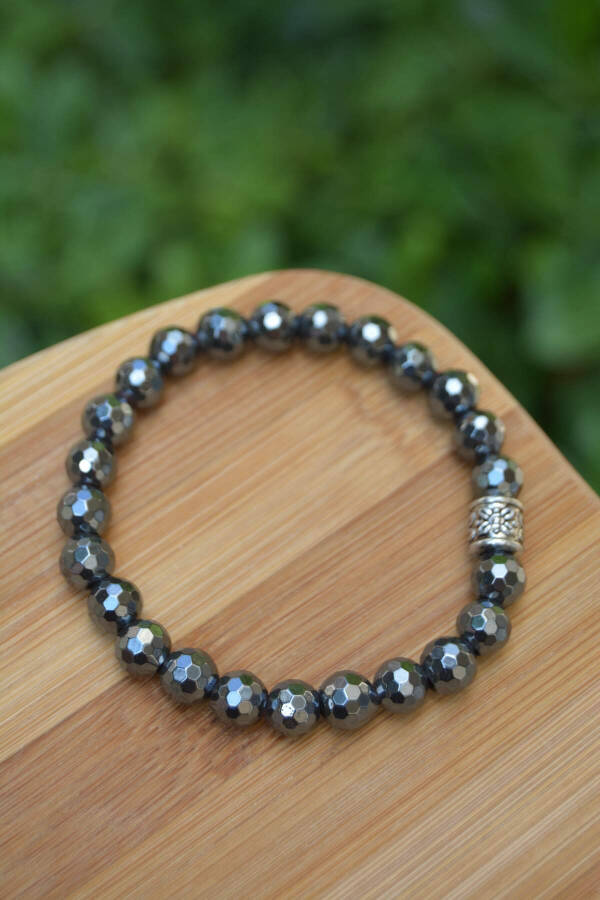 Faceted Hematite Grey Unisex Bracelet For Both Men and Women - 3