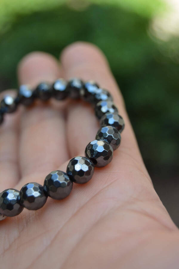 Faceted Hematite Grey Unisex Bracelet For Both Men and Women - 5