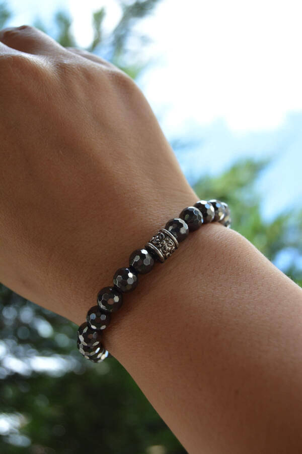 Faceted Hematite Grey Unisex Bracelet For Both Men and Women - 6