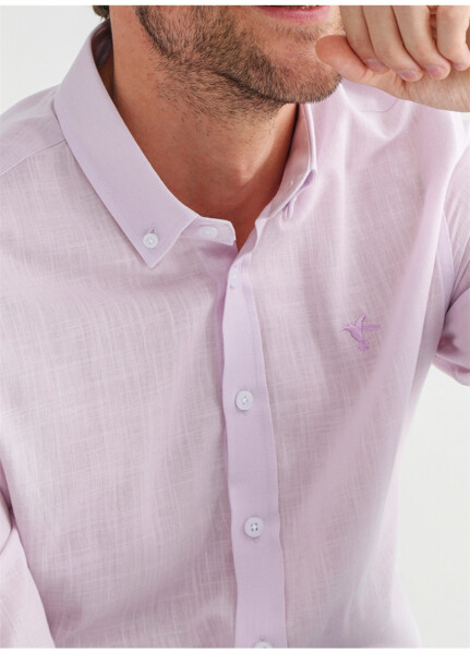 Factory Lilac Men's Button-Down Shirt SALTY - 17