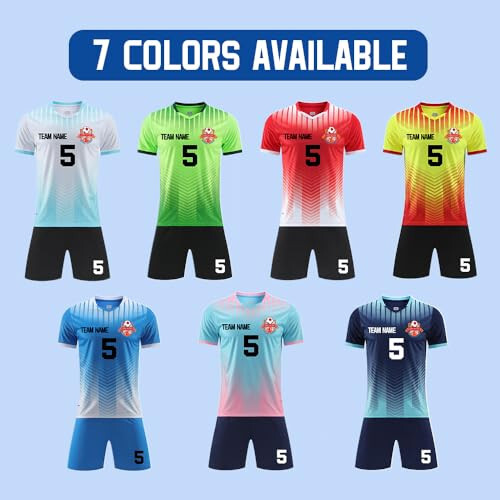 FALETO Custom Soccer Jersey for Men Women Boy Personalized Soccer Shirts Shorts Set Team Uniform with Name Number Logo - 7