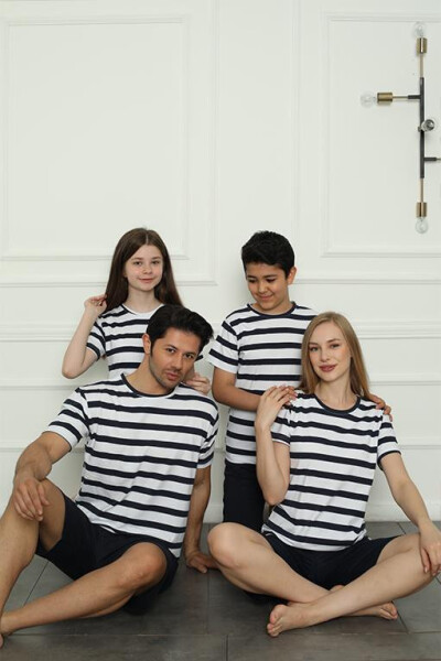 Family Combed Cotton Shorts Pajama Set (father - son) 50116 Sold Separately. Prices Are Different - 2