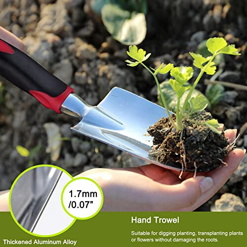 FANHAO Garden Tool Set, 3 Piece Heavy Duty Garden Trowels Cast-Aluminum Garden Hand Shovels with Non-Slip Rubber Grip, Idea for Transplanting, Weeding, Digging and Planting - 3