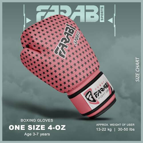 Farabi Sports Çocuk Boks Eldivenleri 4 oz Kick Boks Muay Thai Vuruş Torbası Antrenman Eldivenleri 4-8 Yaş (Siyah, 4 oz (4-8 Yaş) (Pembe, 4 oz) - 5