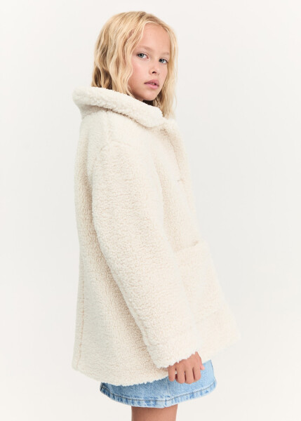 Faux fur coat (Ecru) - 5