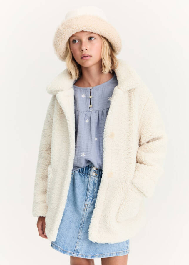 Faux fur coat (Ecru) - 7