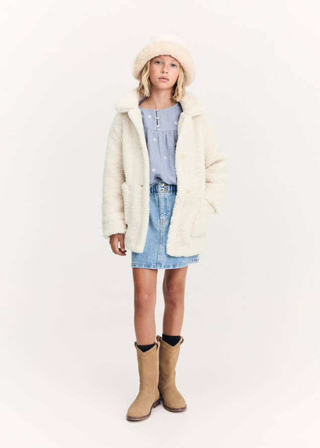 Faux fur coat (Ecru) - 8