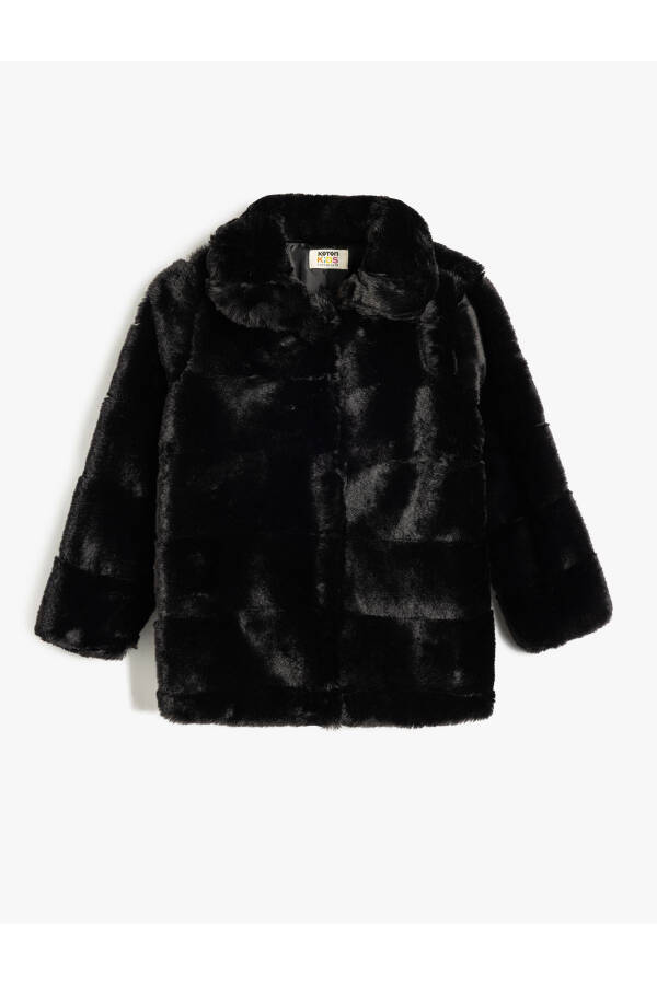 Faux fur jacket, baby collar, long sleeve. - 7