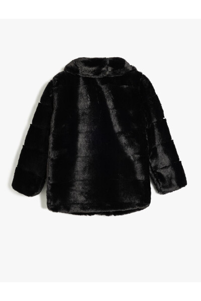 Faux fur jacket, baby collar, long sleeve. - 8