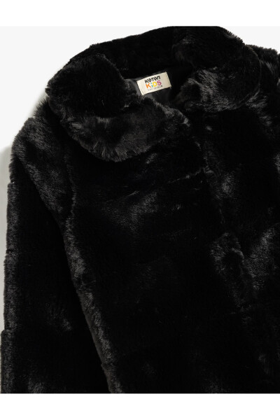 Faux fur jacket, baby collar, long sleeve. - 9