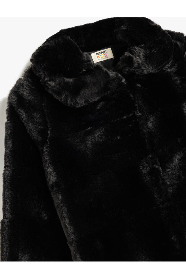 Faux fur jacket, baby collar, long sleeve. - 9