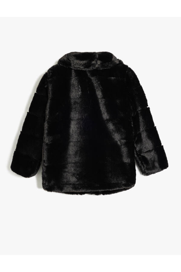 Faux fur jacket, baby collar, long sleeve. - 4