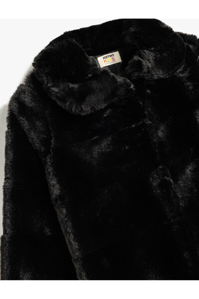 Faux fur jacket, baby collar, long sleeve. - 5