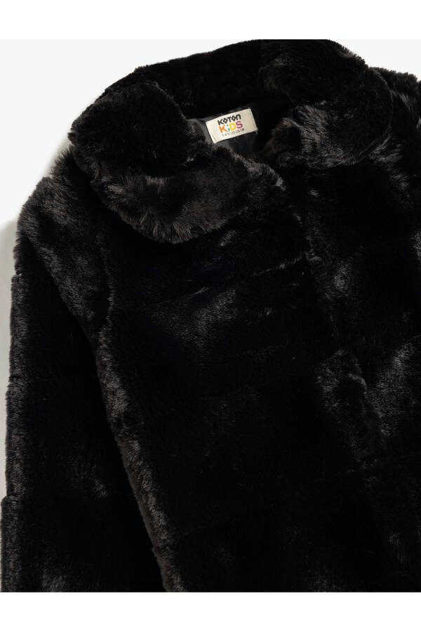 Faux fur jacket, baby collar, long sleeve. - 5