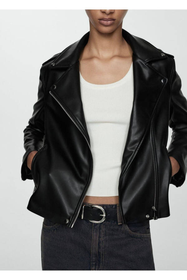 Faux leather biker jacket - 27