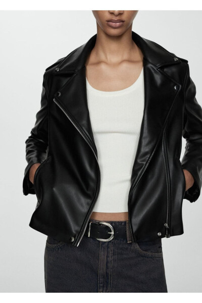 Faux leather biker jacket - 1