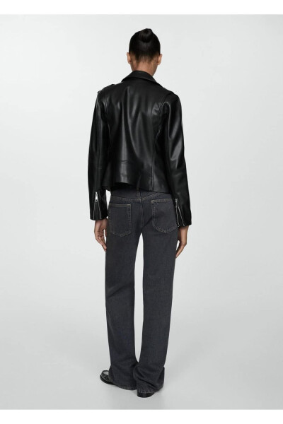 Faux leather biker jacket - 4