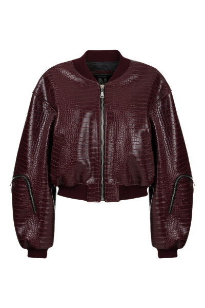 Faux Leather Bomber Jacket - 27