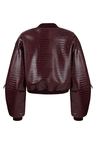 Faux Leather Bomber Jacket - 28