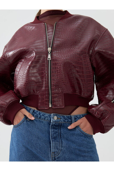 Faux Leather Bomber Jacket - 10