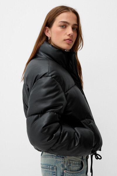 Faux leather puffer jacket - 4