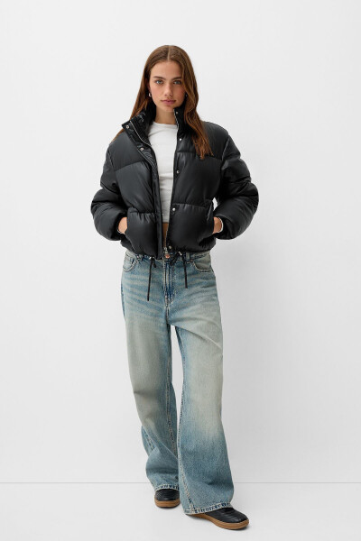 Faux leather puffer jacket - 5