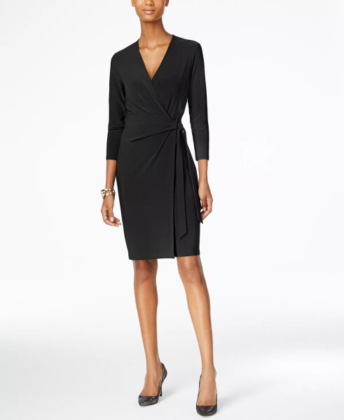 Faux-Wrap Dress Black - 1