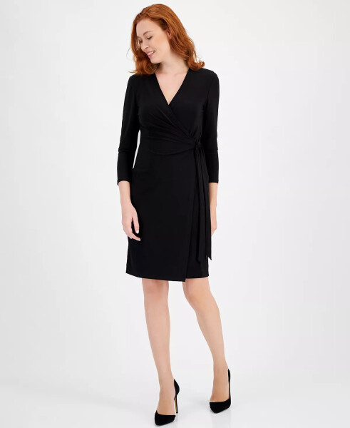 Faux-Wrap Dress Black - 3