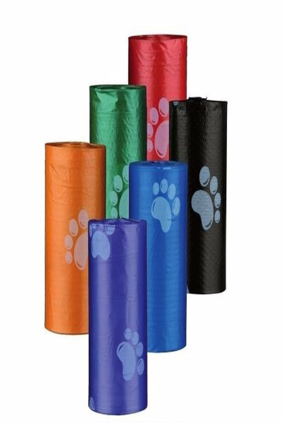 Feather Collecting Cat Dog Cleaning Grooming Brush + Paw Patterned Pet Waste Bags - 6