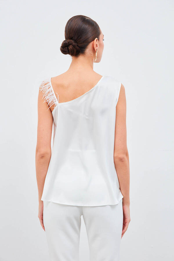 Feather Strap Degaje Blouse - Ecru - 5