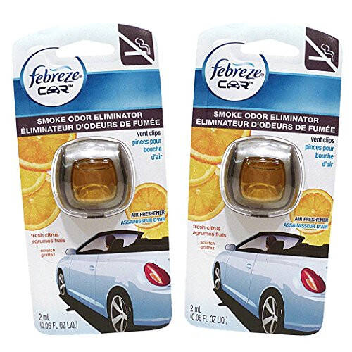 Febreze Araç Havalandırma Klipleri Hava Deodorantı Duman Kokusunu Giderici, Citrus Kokusu 2'li Paket - 1