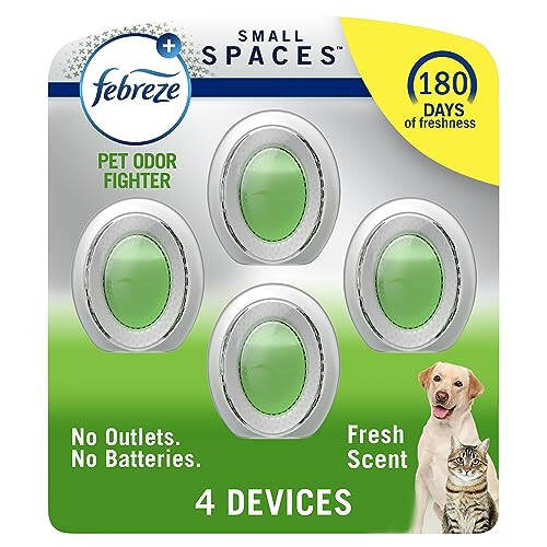 Febreze Small Spaces Air Freshener Heavy Duty Pet Odor Fighter, .25 fl. oz., Pack of 4 - 1