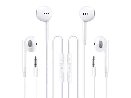 Feefuzz 2 Packs Wired Headphones Earbuds with Microphone, in-Ear Earphones Volume Control Headphones with Mic Compatible with iPhone/ipad/Android/Computer and Other 3.5mm Jack Devices - 1