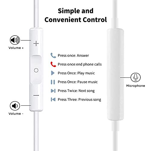 Feefuzz 2'li Kablolu Kulaklıklar Mikrofonlu Kulak İçi Kulaklıklar, Kulak İçi Kulaklıklar Ses Kontrolü Mikrofonlu Kulaklıklar iPhone/iPad/Android/Bilgisayar ve Diğer 3.5 mm Jaklı Cihazlarla Uyumlu - 3