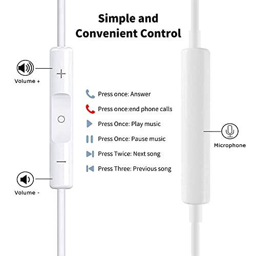 Feefuzz 2'li Kablolu Kulaklıklar Mikrofonlu Kulak İçi Kulaklıklar, Kulak İçi Kulaklıklar Ses Kontrolü Mikrofonlu Kulaklıklar iPhone/iPad/Android/Bilgisayar ve Diğer 3.5 mm Jaklı Cihazlarla Uyumlu - 3