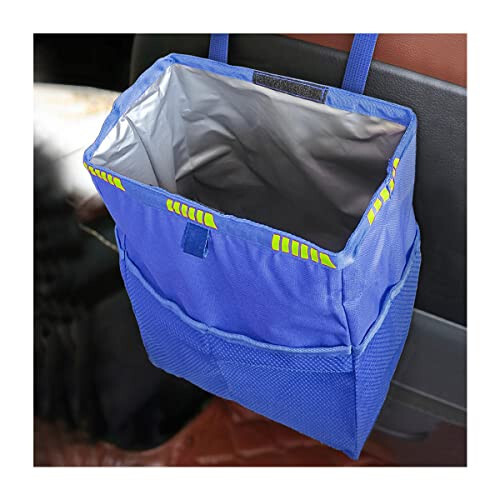 Fekey&JF Hanging Car Trash Can with Storage Pockets, Waterproof Leakproof Oxford Auto Garbage Bag, Multi-Use Organizer for Outdoor Traveling, Foldable Trash Bin for Truck, SUV, Home, Office (Blue) - 1