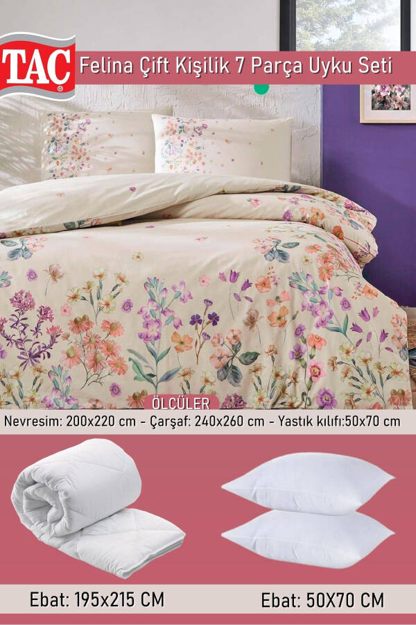 Felina Çift Kişilik Uyku Seti Krem - Nevresim + Yorgan + Yastık + Yastık Kılıfı - 2