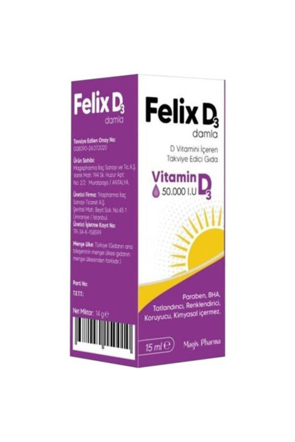 Felix D3 Vitamini D3 50.000 IU 15 ml Damla - 1