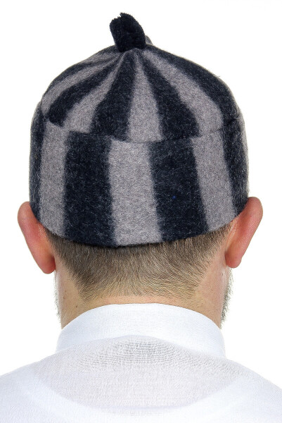 Felt Wool Cap - Striped Smoky Color - 3