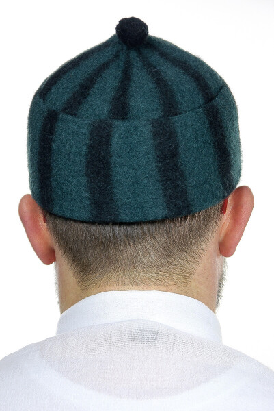 Felt Wool Hat - Striped Green - 3