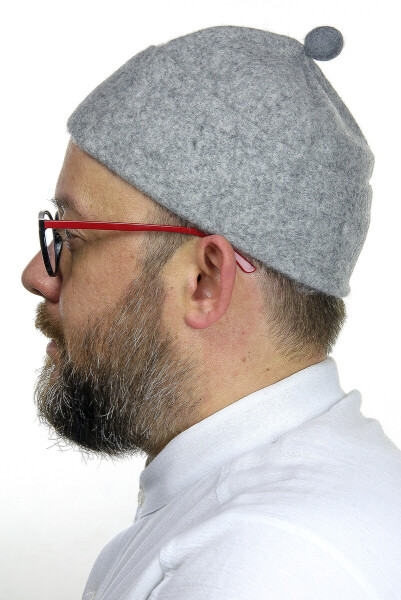 Felt Wool Skullcap - Gray Color - 2